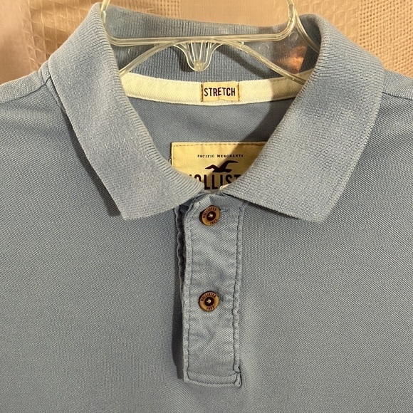 Hollister Stretch Blue Short Sleeve Polo Shirt Men’s Size M Preppy Y2K Casual - Picture 4 of 6